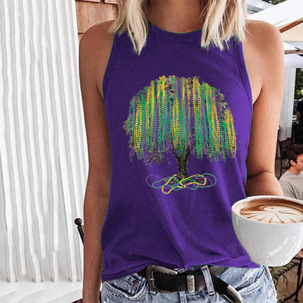 Mardi Gras Tree Sleeveless Tank Top