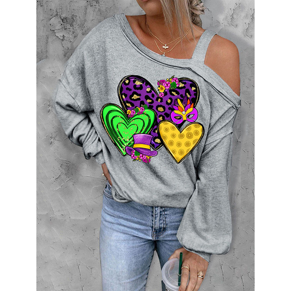 Mardi Gras Tricolor Heart-Shaped Leopard T-Shirt