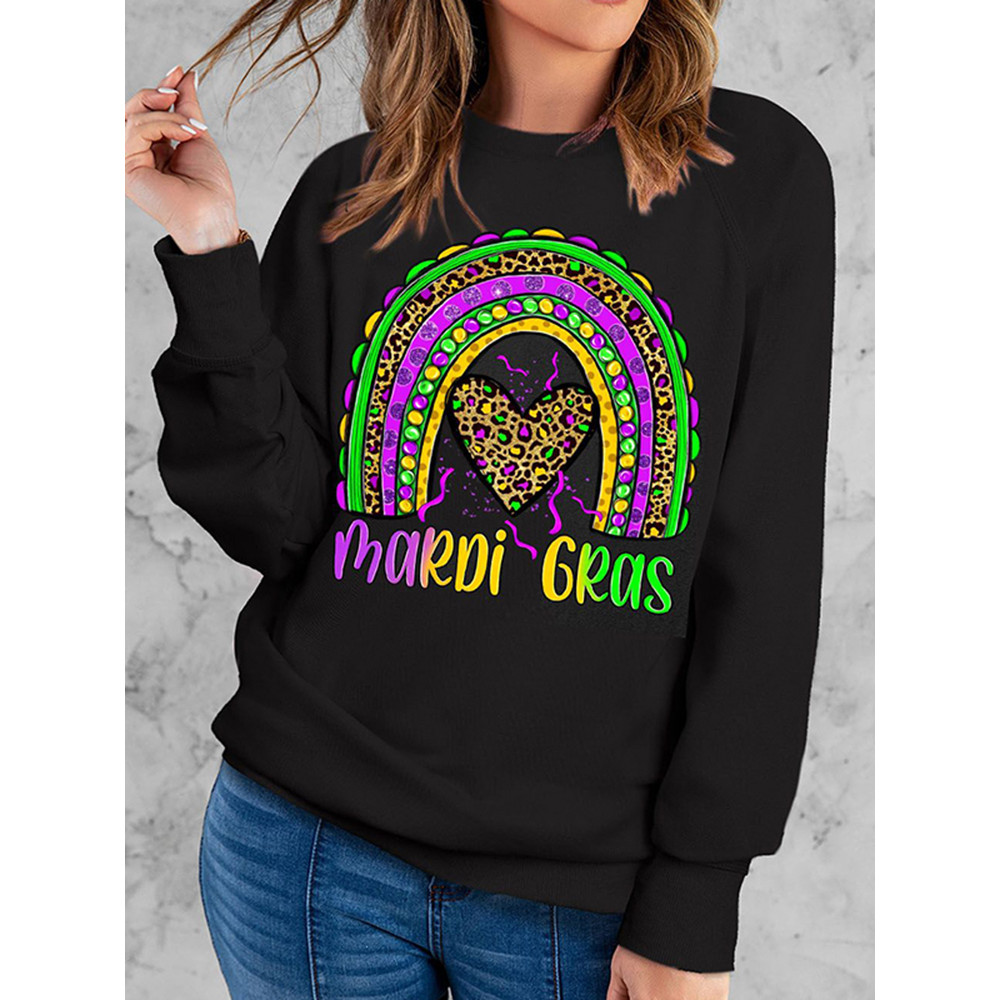 Mardi Gras Tricolor Rainbow Graphic Sweatshirt