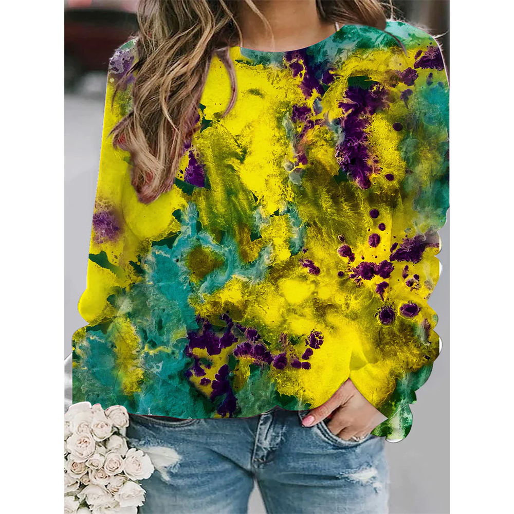 Purple Green Yellow Gradient Tie-dye Print Vintage Sweatshirt
