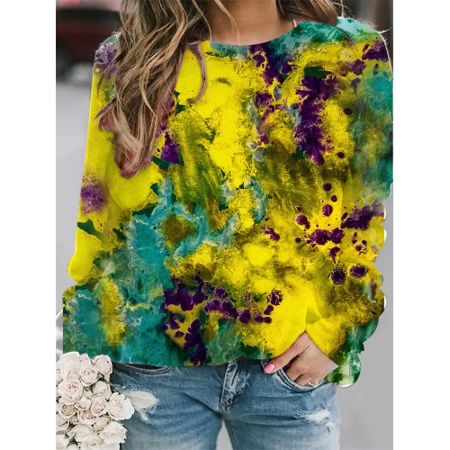 Purple Green Yellow Gradient Tie-dye Print Vintage Sweatshirt