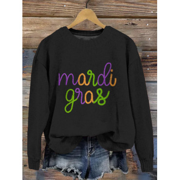 Retro Mardi Gras Pattern Cozy Knit Sweater