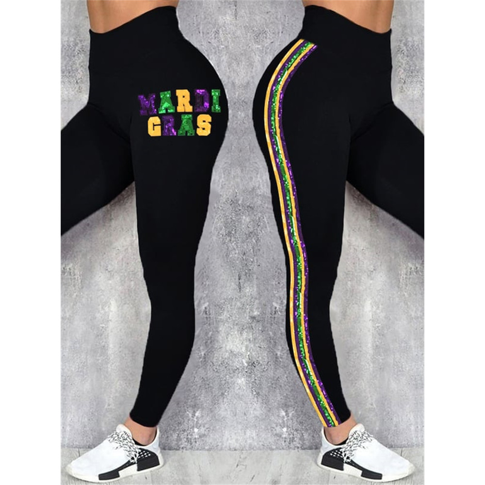 Retro Mardi Gras Printed Leggings
