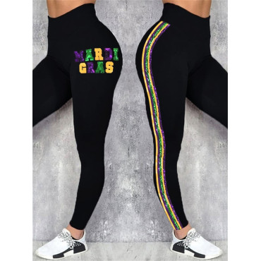 Retro Mardi Gras Printed Leggings