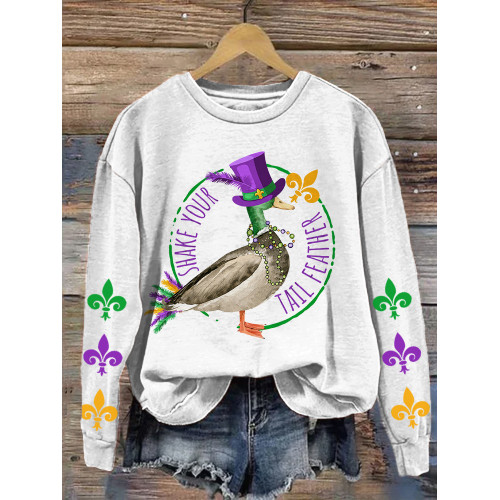 Shake Your Tail Feather Print Casual Cozy Sweatshirt