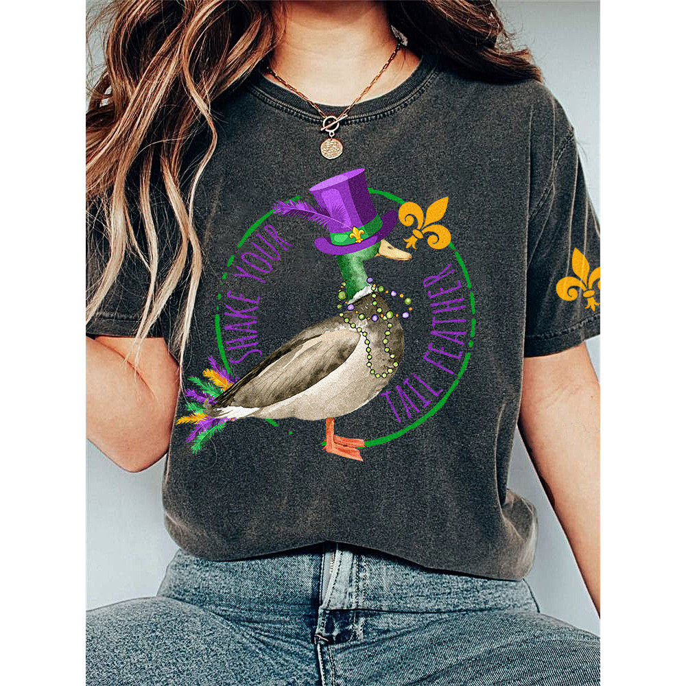 Shake Your Tail Feather Print Casual Vintage T-shirt