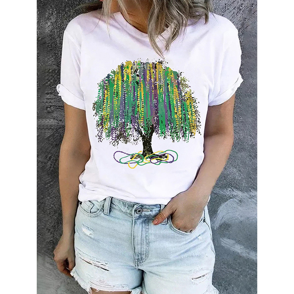 Tree Round Neck Casual T-Shirt