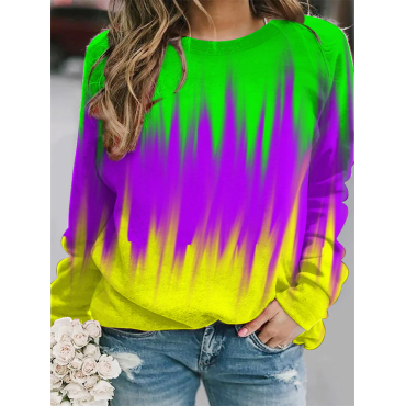 Vintage Mardi Gras Purple Green And Gold Tie Dye Print Sweatshirt