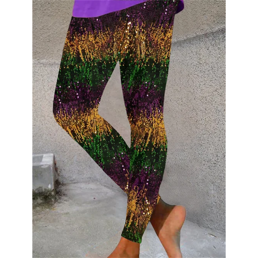 Women'S Casual Mardi Gras Printed Leggings