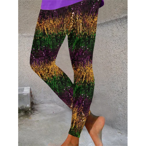 Women'S Casual Mardi Gras Printed Leggings