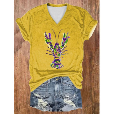 Women's Carnival Crawfish Print T-Shirt