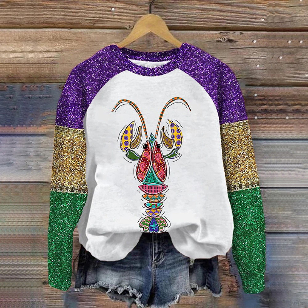 Women's Carnival Print Long Sleeve Pullover Sweatshirt