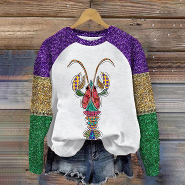 Women's Carnival Print Long Sleeve Pullover Sweatshirt