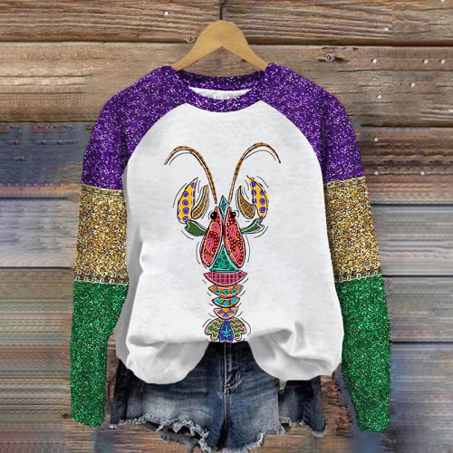 Women's Carnival Print Long Sleeve Pullover Sweatshirt