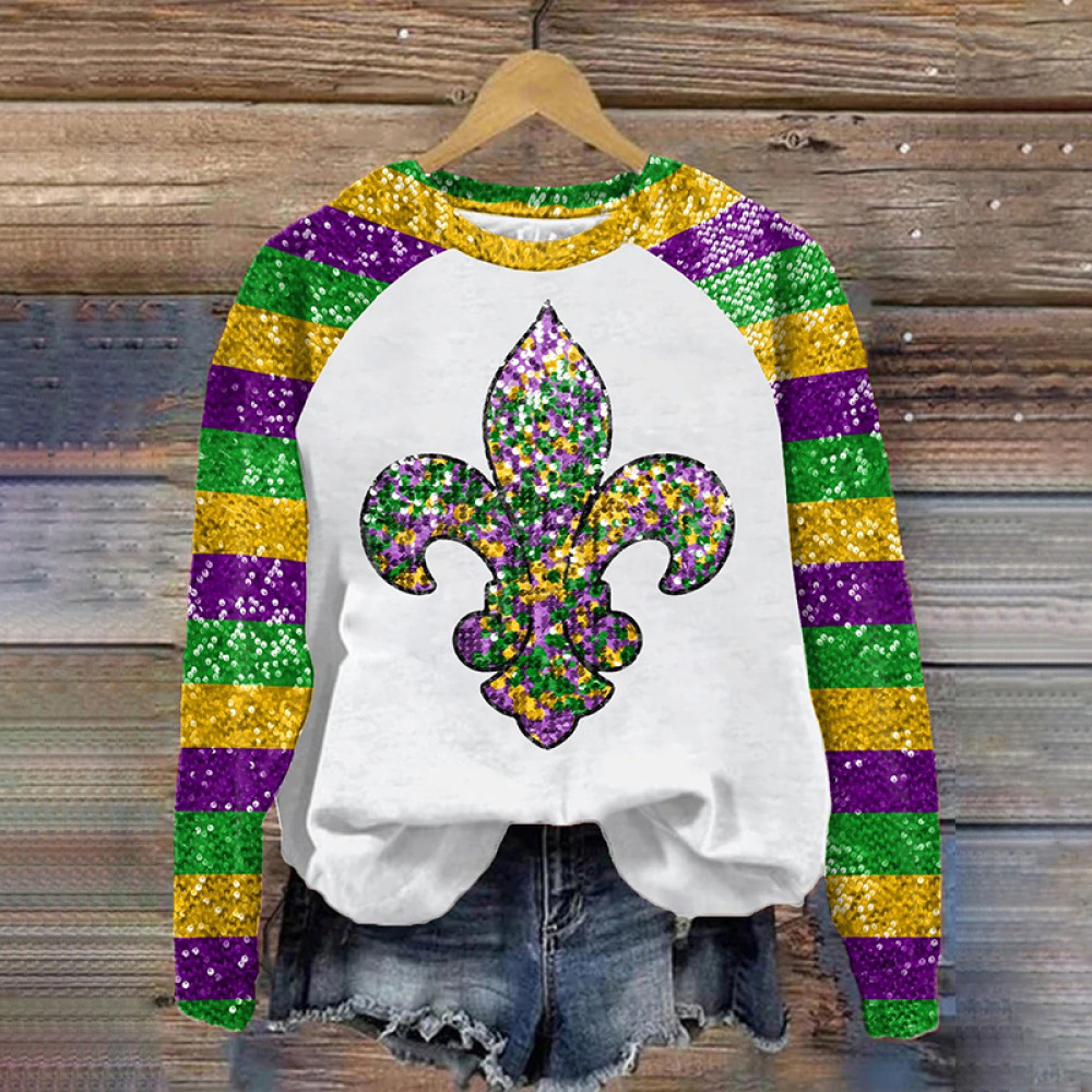 Women's Carnival Sequin Print Crew Neck Sweatshirt
