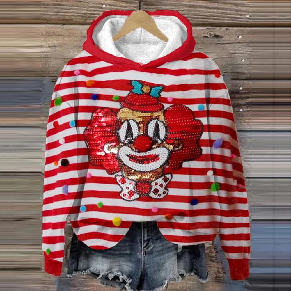 Women's Karneval Joker Plaid Kölle Alaaf Printed Hooded Sweatshirt