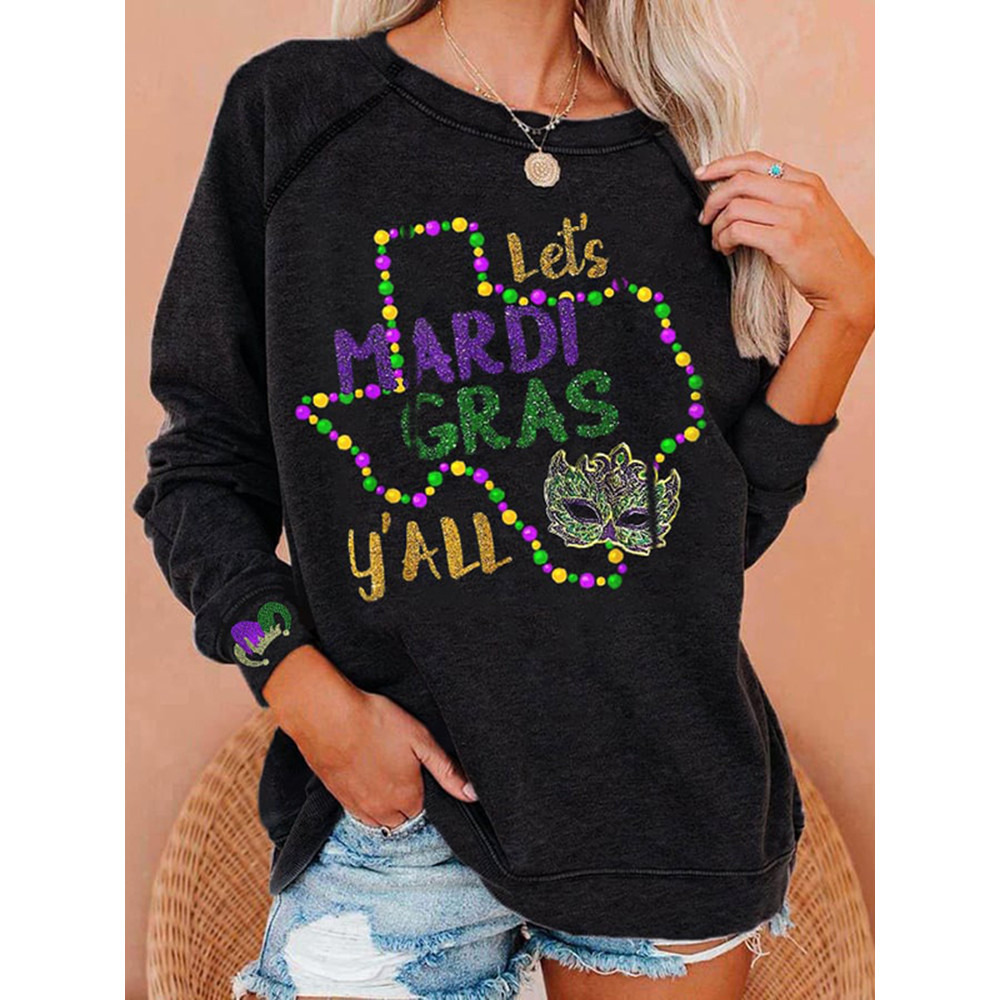 Women's Let‘s Mardi Gras Y’all Casual Crew Neck Sweatshirt