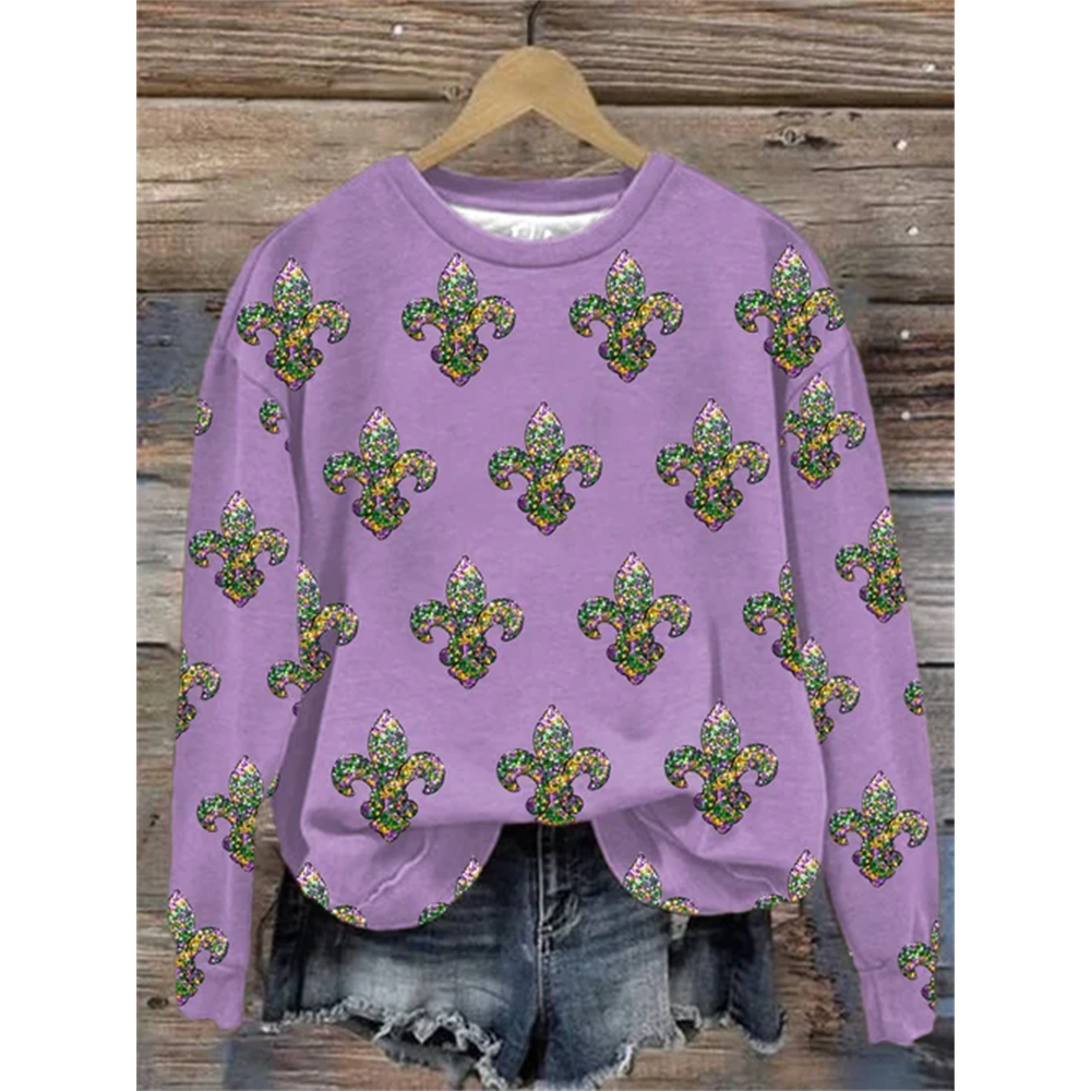 Women's Mardi Gra Print Sweatshirt