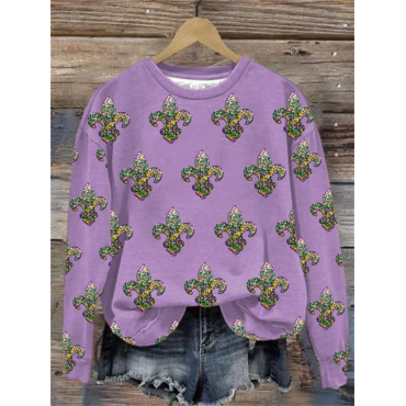 Women's Mardi Gra Print Sweatshirt