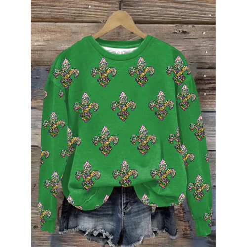 Women's Mardi Gra Print Sweatshirt