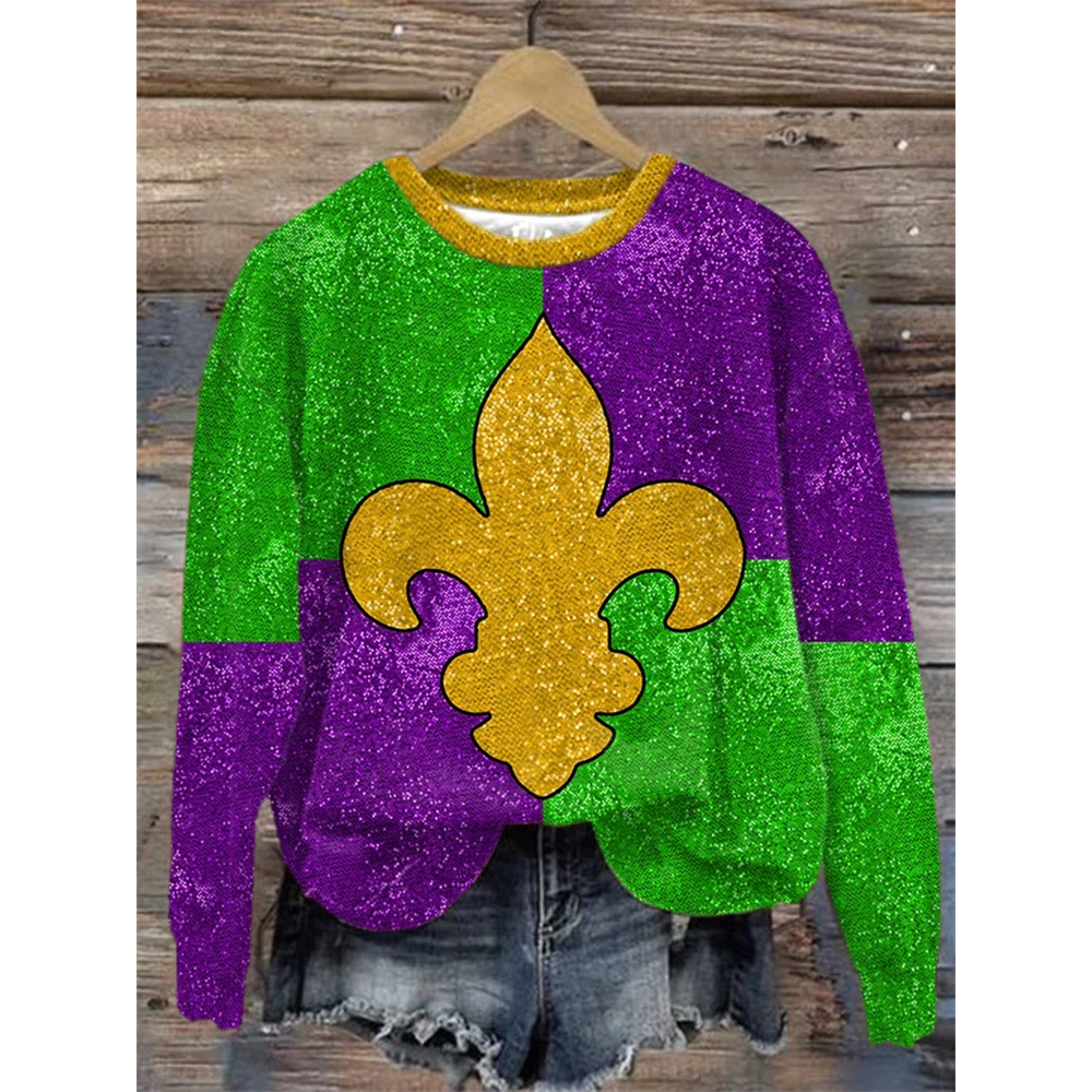 Women's Mardi Gra Printed Sweatshirt