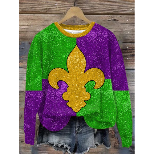 Women's Mardi Gra Printed Sweatshirt