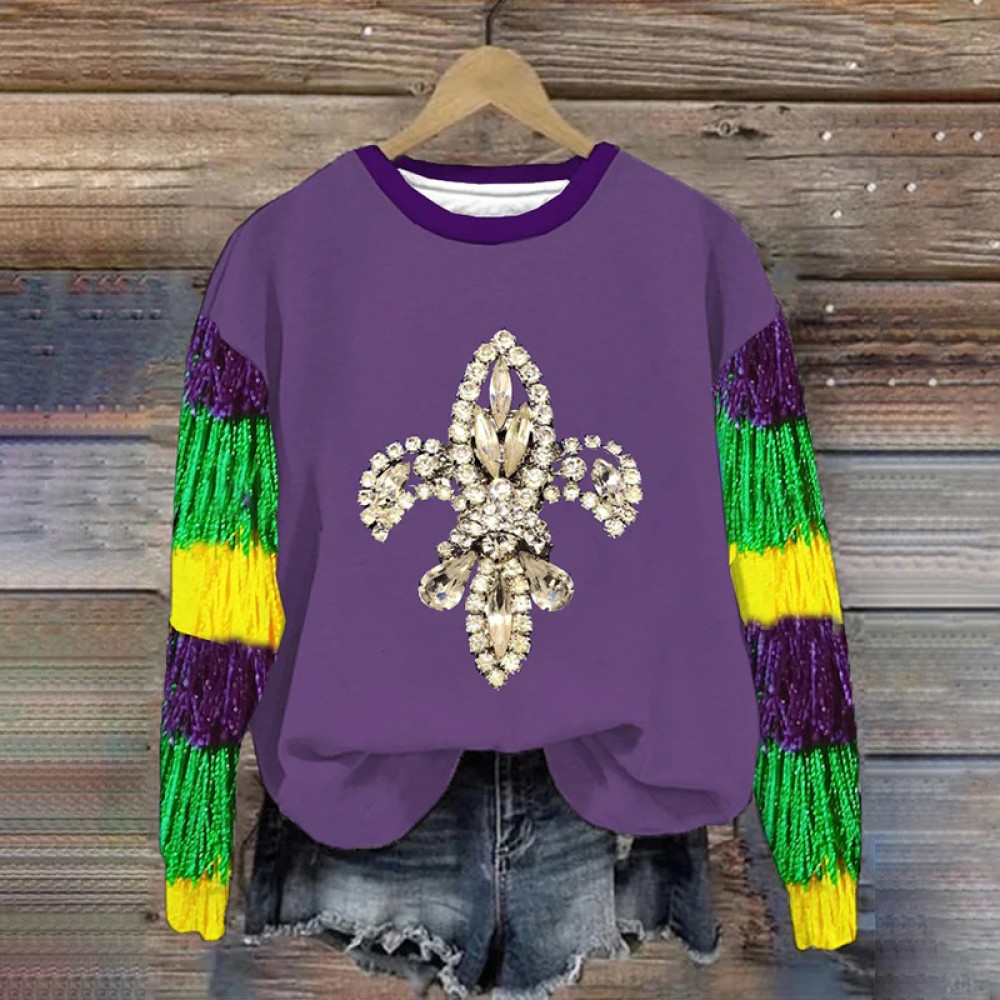 Women's Mardi Gras Carnival Printed Sweatshirt