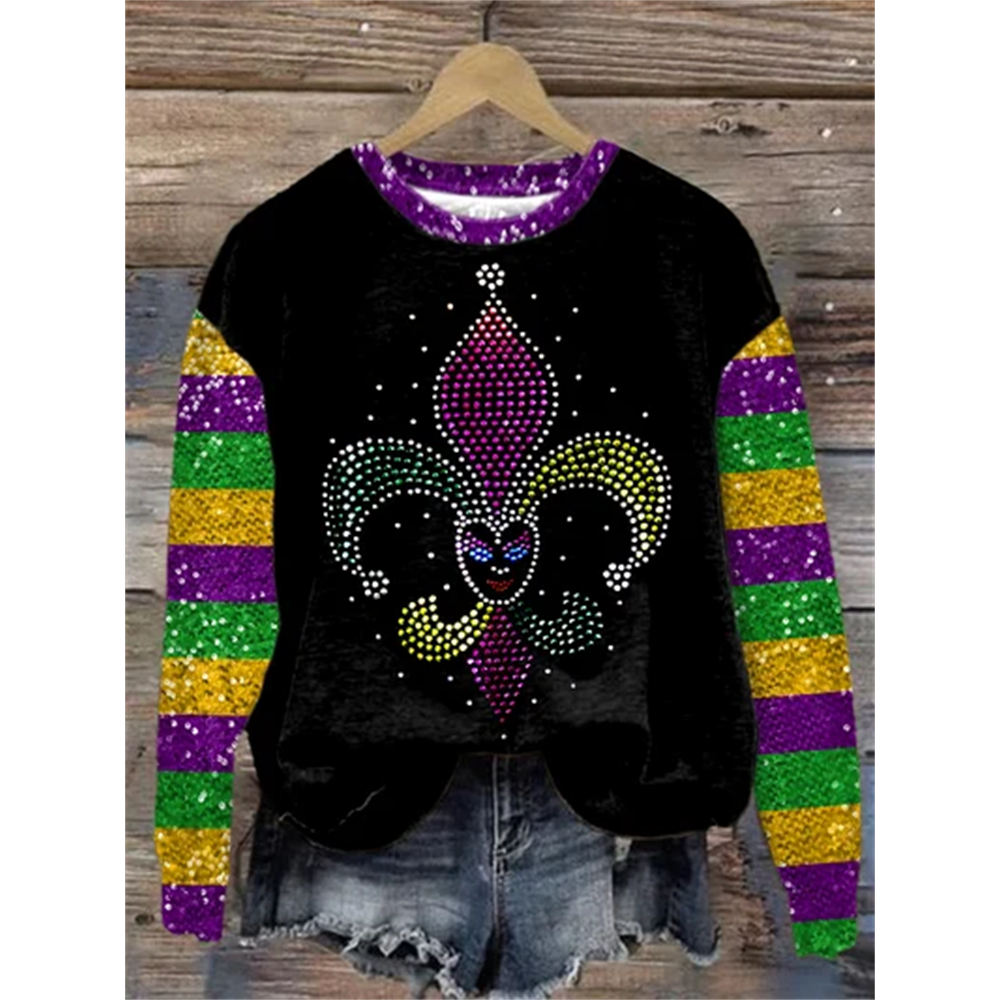 Women's Mardi Gras Crawfish Print Sweatshirt