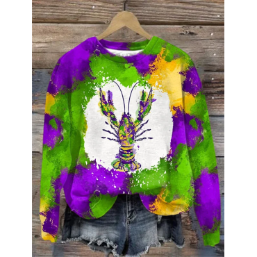 Women's Mardi Gras Crawfish Print Sweatshirt
