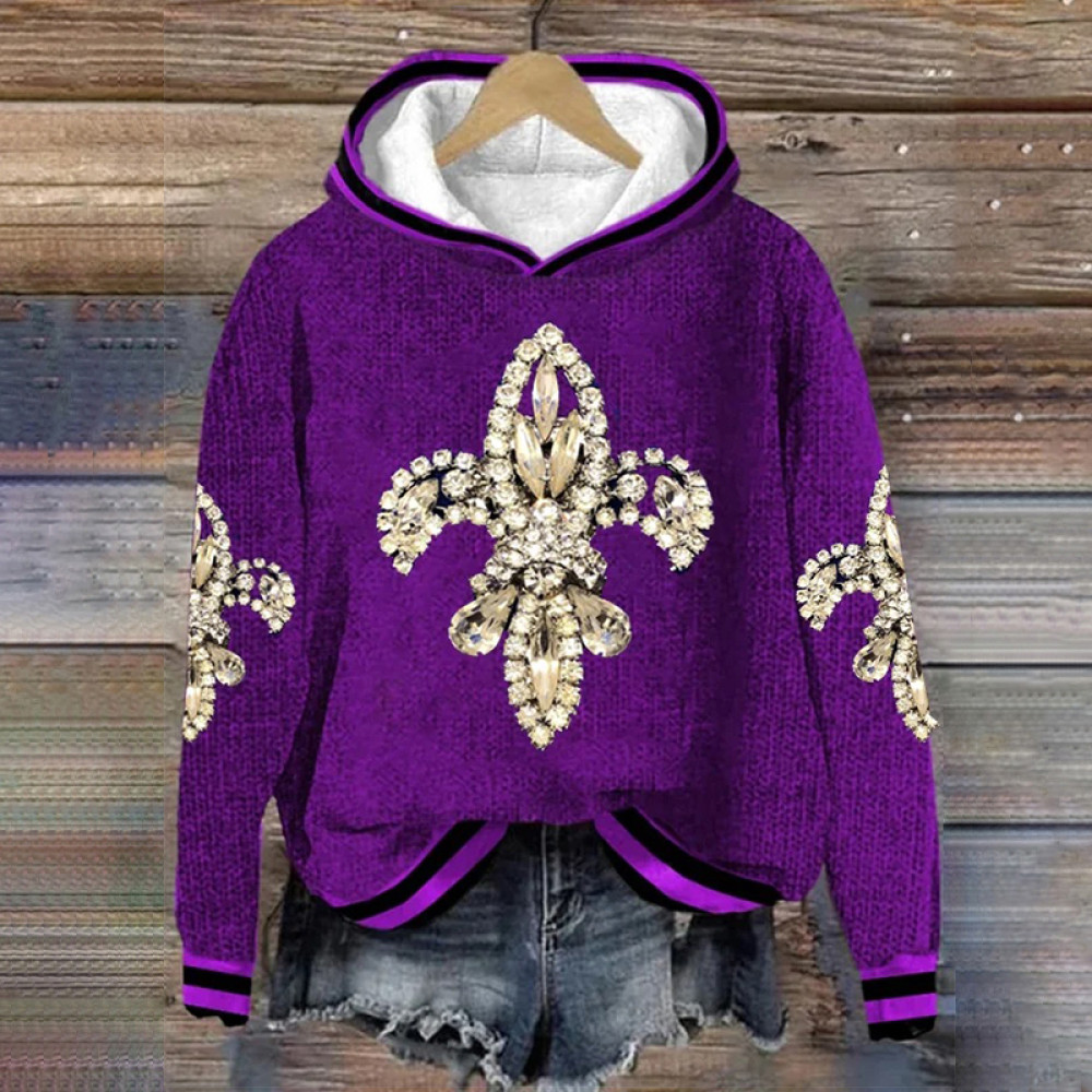 Women's Mardi Gras Diamond Knitted Hoodie