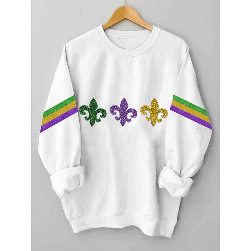 Women's Mardi Gras Long Sleeve Crewneck Sweatshirt