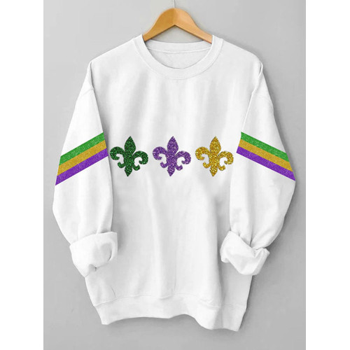 Women's Mardi Gras Long Sleeve Crewneck Sweatshirt
