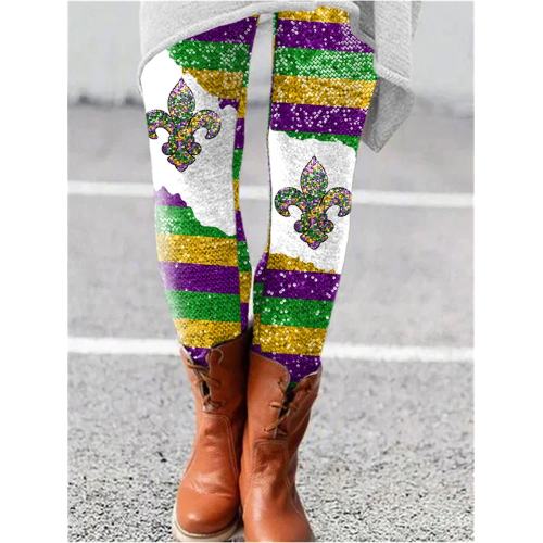 Women's Mardi Gras Print Leggings