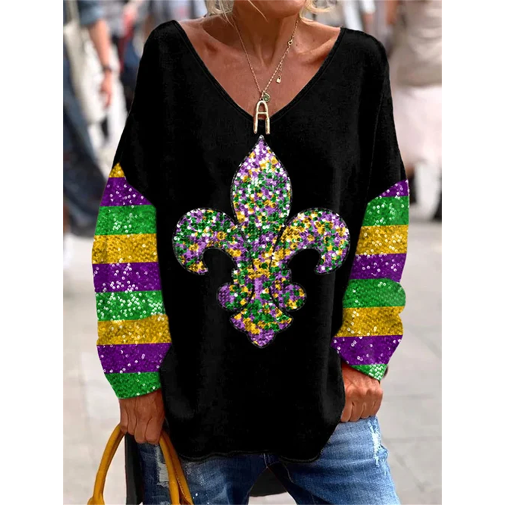Women's Mardi Gras Print T-Shirt