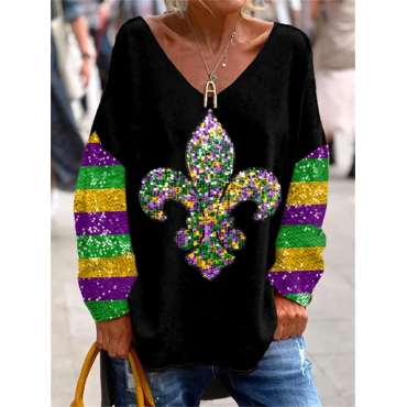 Women's Mardi Gras Print T-Shirt