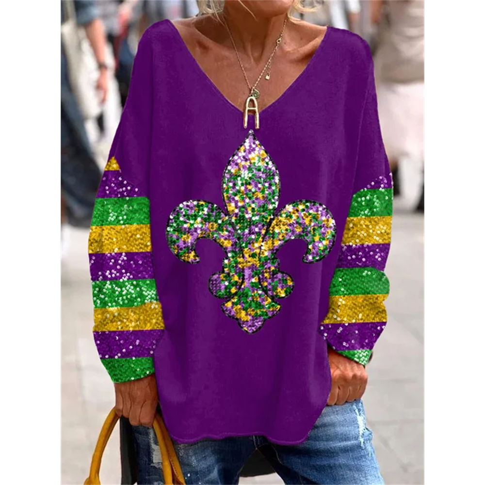 Women's Mardi Gras Print T-Shirt