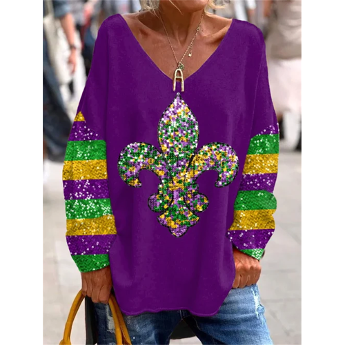 Women's Mardi Gras Print T-Shirt