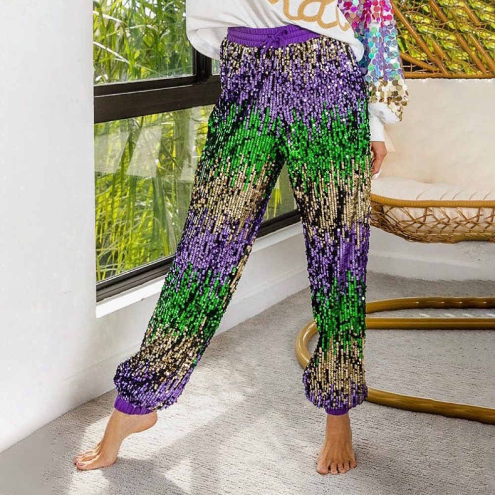 Women's Mardi Gras Printed Track Pants