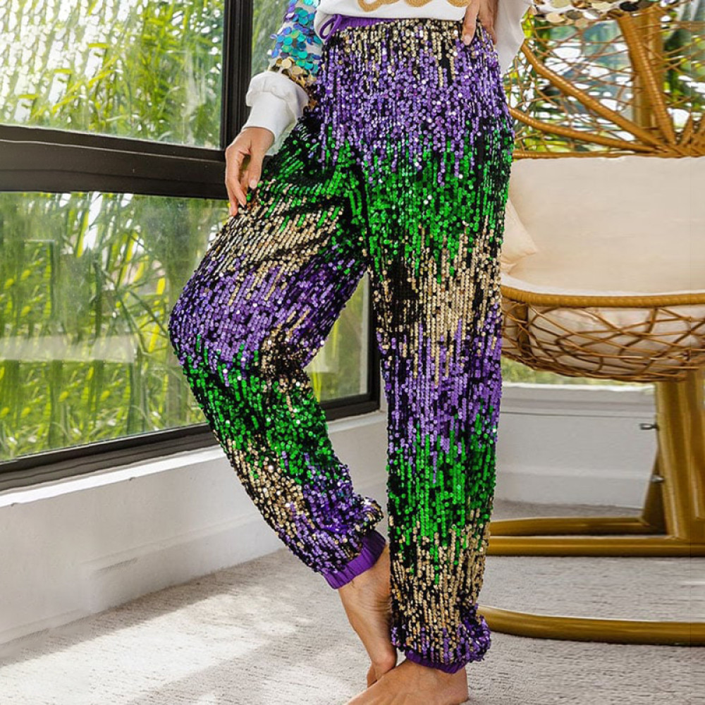 Women's Mardi Gras Printed Track Pants