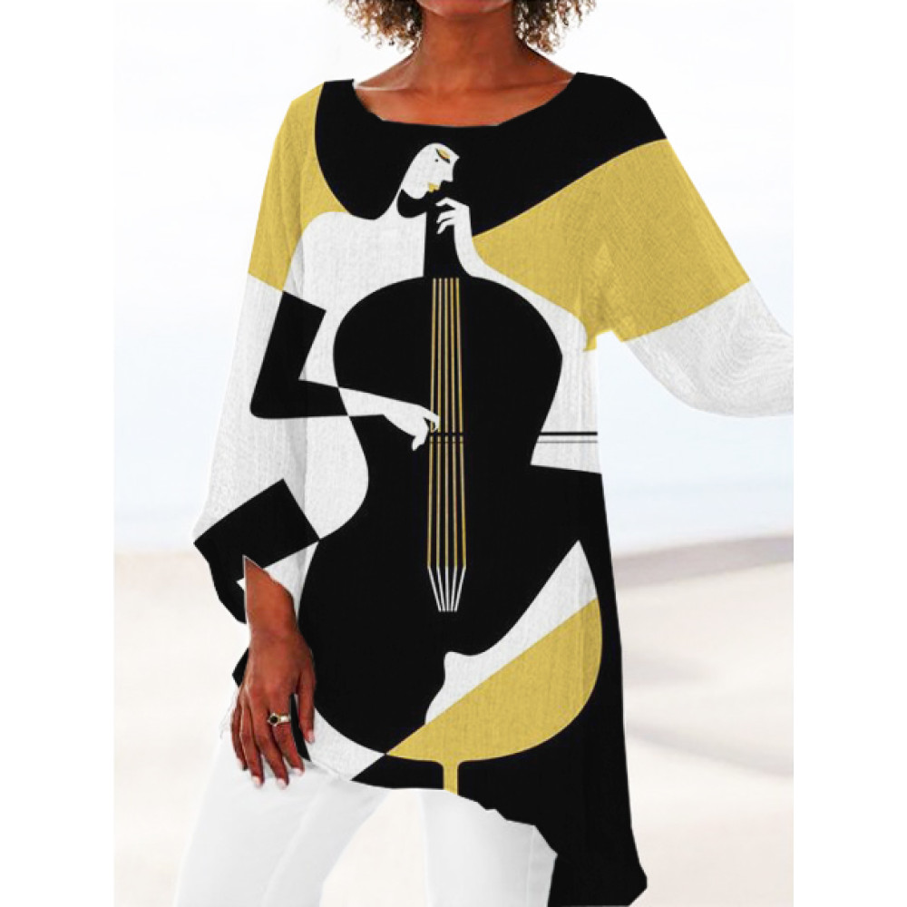 Abstract Music Art Cello Asymmetric Flowy Tunic