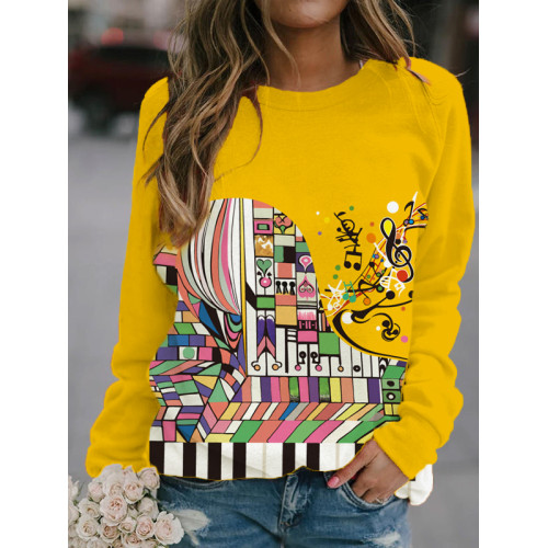 Abstract Piano Art Round Neck Sweatshirt