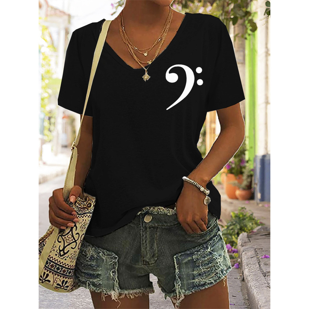 Bass Clef Lover Essential V Neck T Shirt