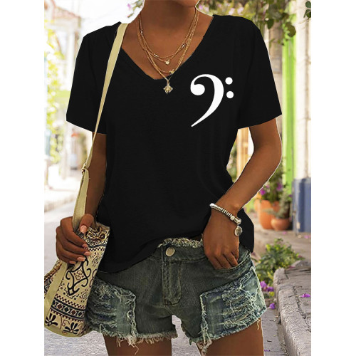 Bass Clef Lover Essential V Neck T Shirt