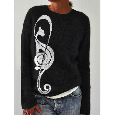 Black Cat Music Note Gradient Cozy Sweater