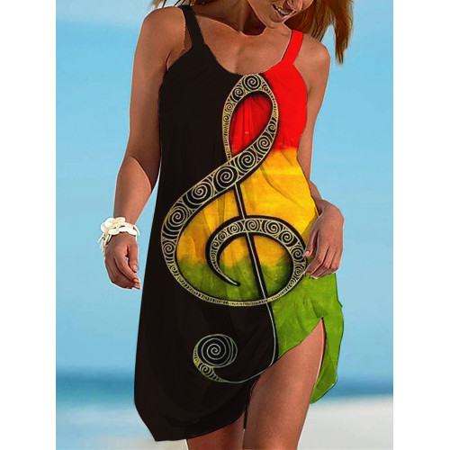 Black Pride Rasta Music Symbol Print Mini Dress