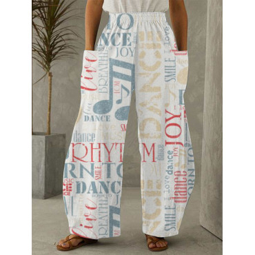 Born To Music Poster Art Patch Pocket Wide Leg Pants
