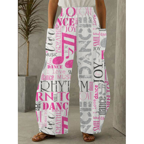 Born To Music Poster Art Patch Pocket Wide Leg Pants