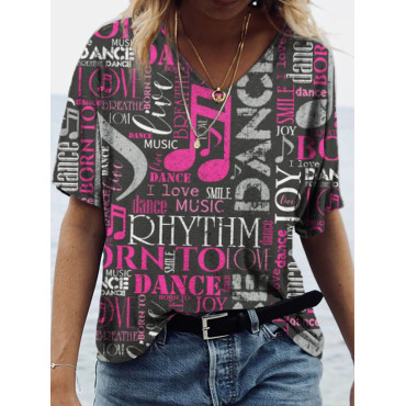 Born To Music Poster Art V Neck Comfy T Shirt