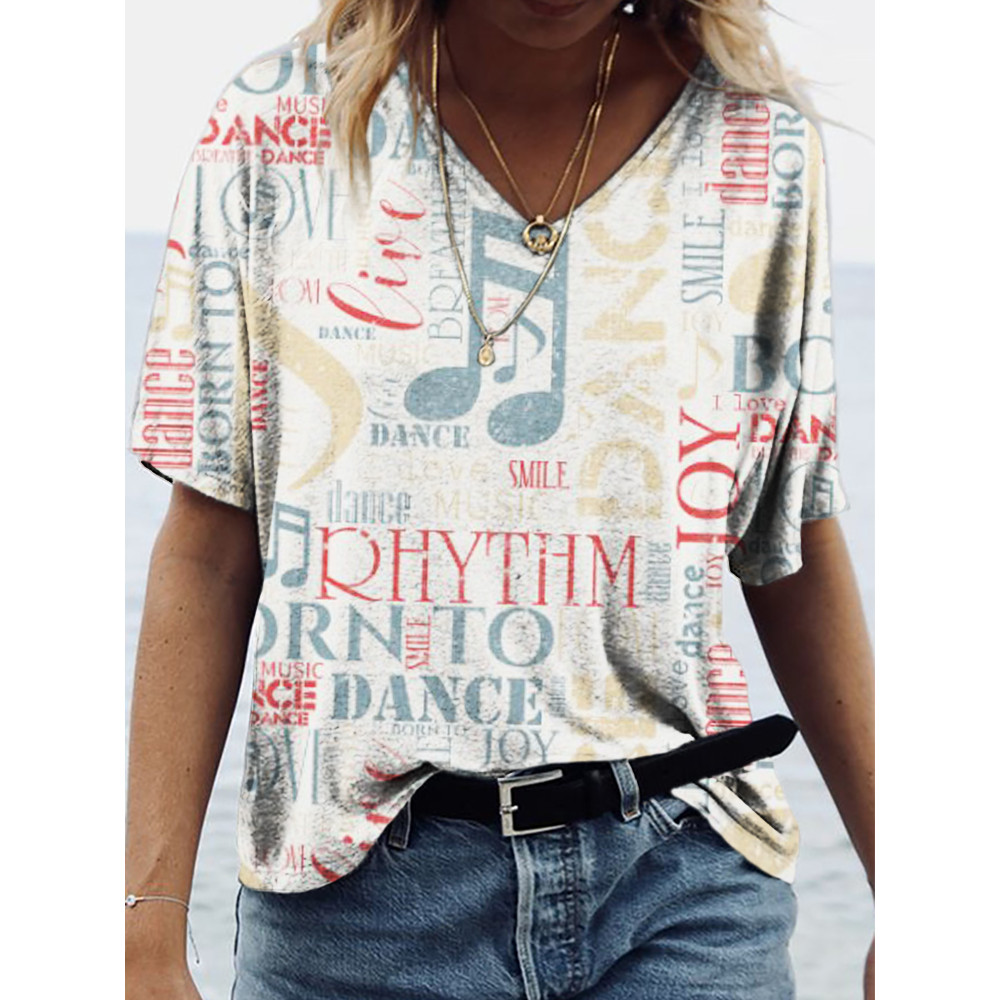 Born To Music Poster Art V Neck Comfy T Shirt