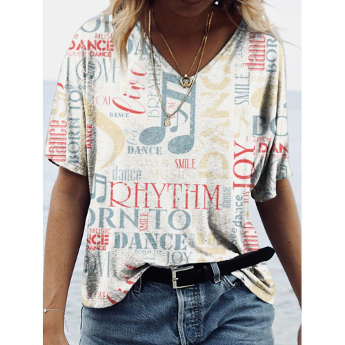 Born To Music Poster Art V Neck Comfy T Shirt